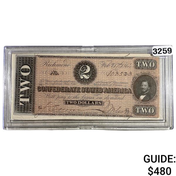 1864 $2 Confed. States of America Note-Richmond