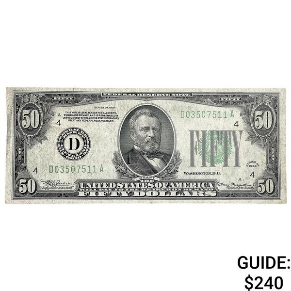 1934 $50 U.S. Federal Reserve Note-Cleveland OH