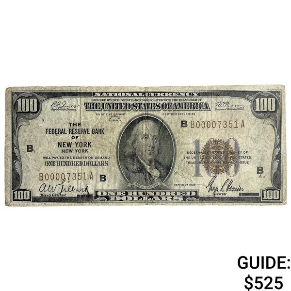 1923 $100 United States Federal Reserve Note NY