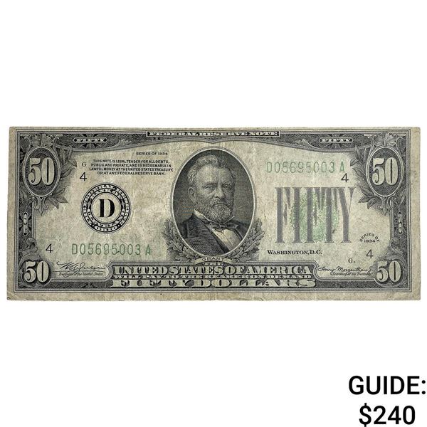 1934 $50 U.S. Federal Reserve Note Cleveland OH