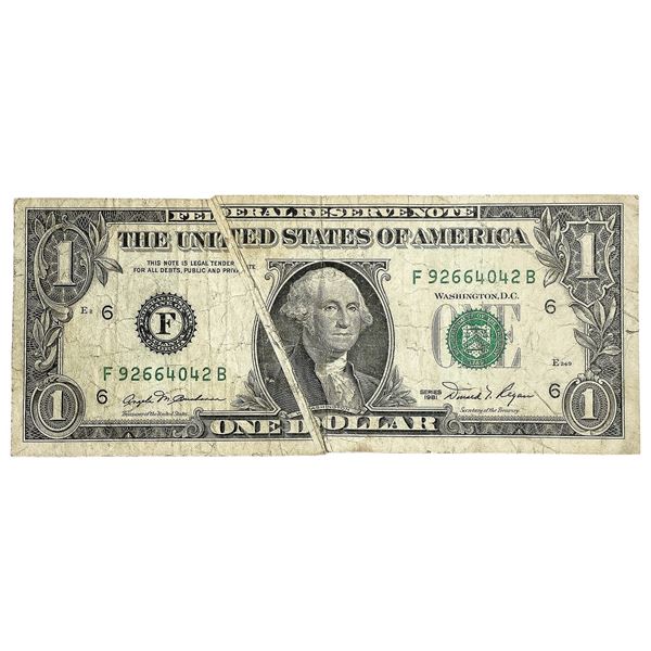 1981 $1 United States Federal Reserve Note-Error