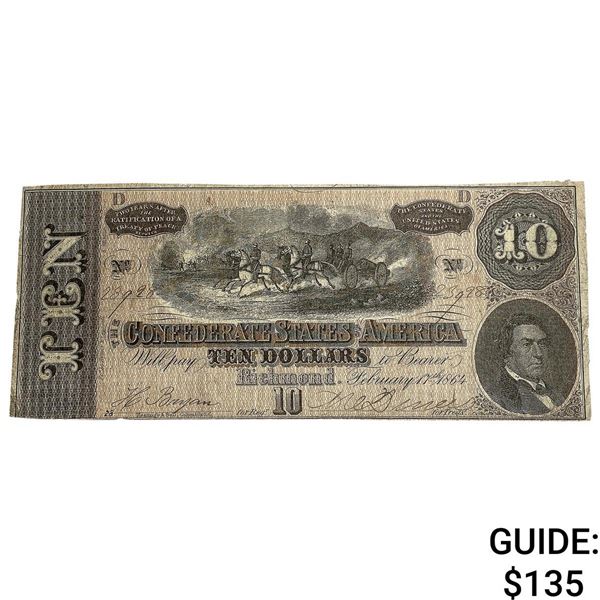1864 $10 Confed. States of America Note-Richmond