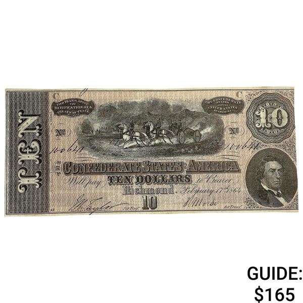1864 $10 Confed. States of America Note-Richmond