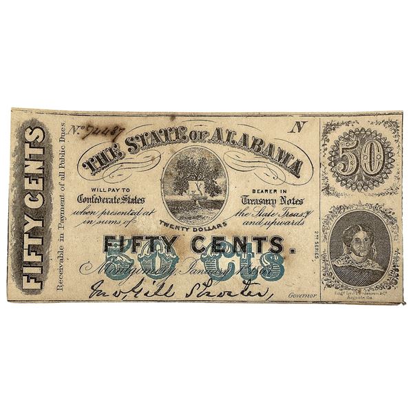 1863 50C State of Alabama Fractional Note