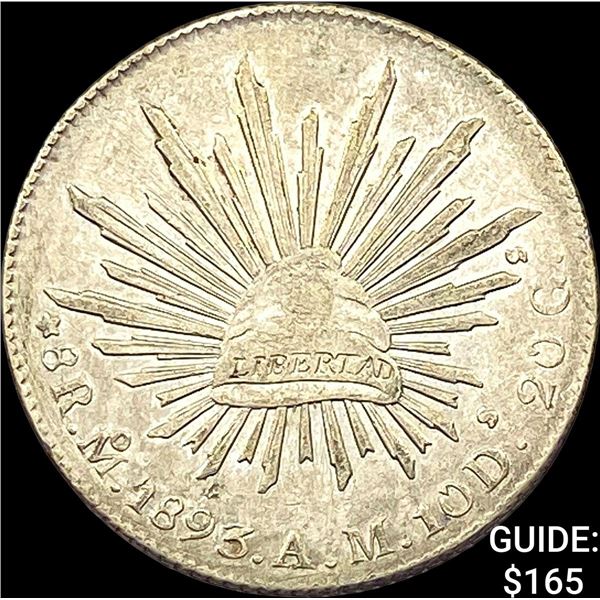 1893 Mo AM Mexico Silver 8 Reales Cap & Ray CHOICE AU
