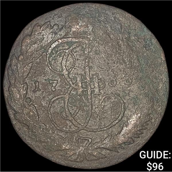 1776 Russia Copper 5 Kopeks NEARLY UNCIRCULATED