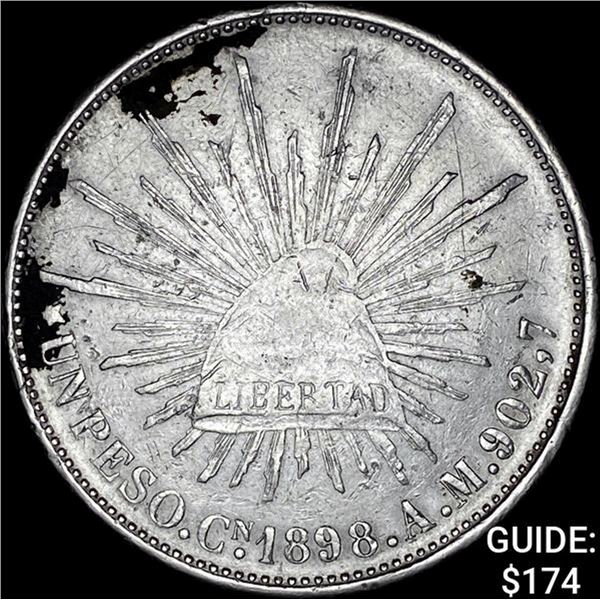 1898Cn AM Mexico Silver Peso CLOSELY UNCIRCULATED