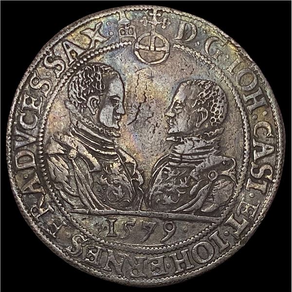 1579 German Saxony Silver Thaler NEARLY UNCIRCULATED