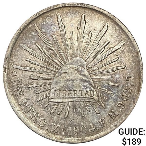 1904Zs FZ Mexico Silver Peso CHOICE AU