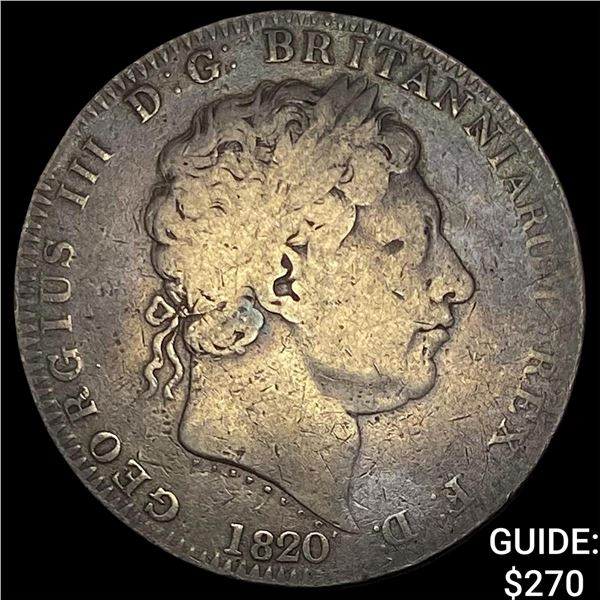 1820 Great Britain Silver Crown NEARLY UNCIRCULATED