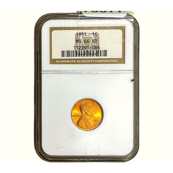 1951 Wheat Cent NGC MS66