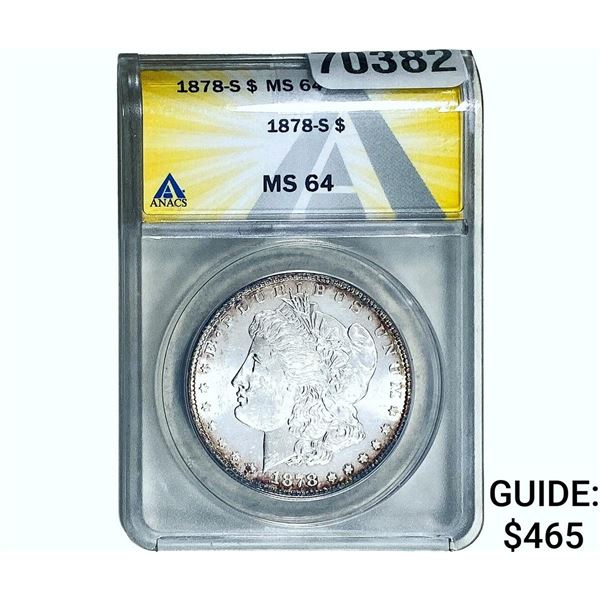 1878-S Morgan Silver Dollar ANACS MS64