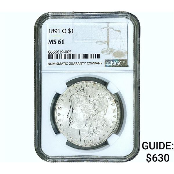 1891-O Morgan Silver Dollar NGC MS61