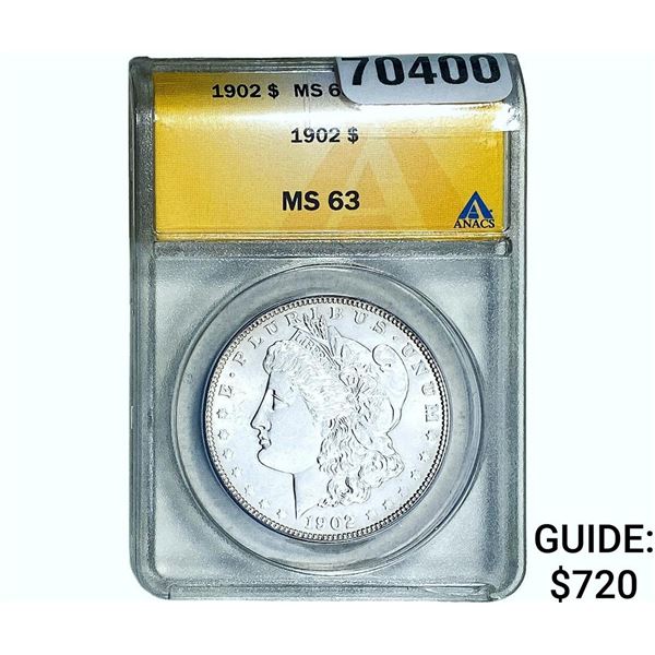 1902 Morgan Silver Dollar ANACS MS63