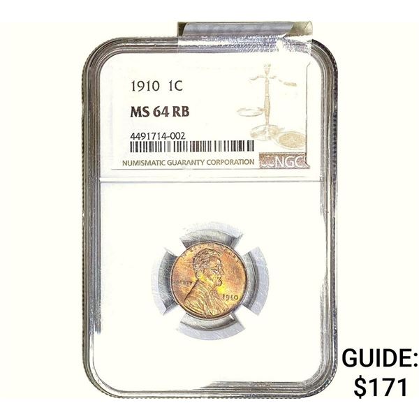 1910 Wheat Cent NGC MS64 RB