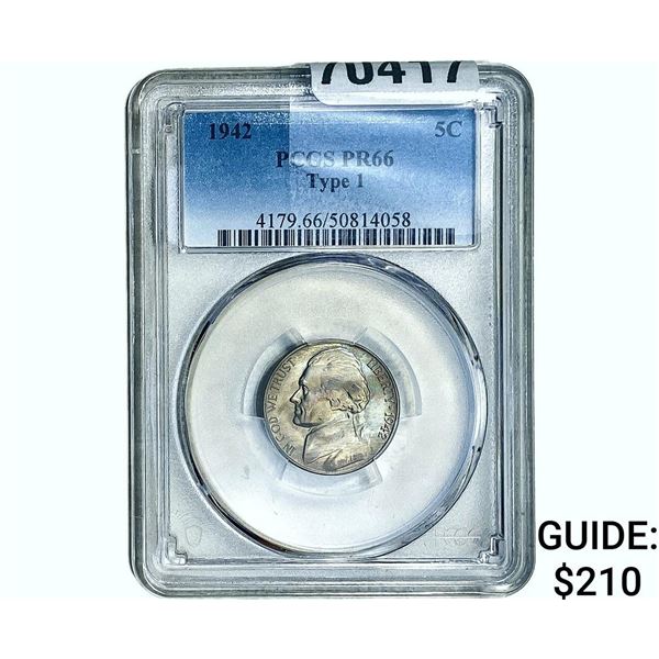 1942 Jefferson Nickel PCGS PR66 Type 1