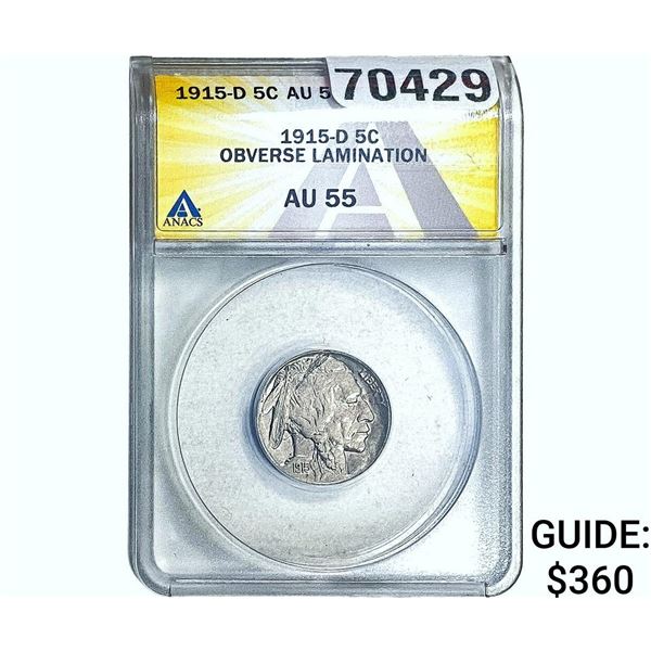 1915-D Buffalo Nickel ANACS AU55