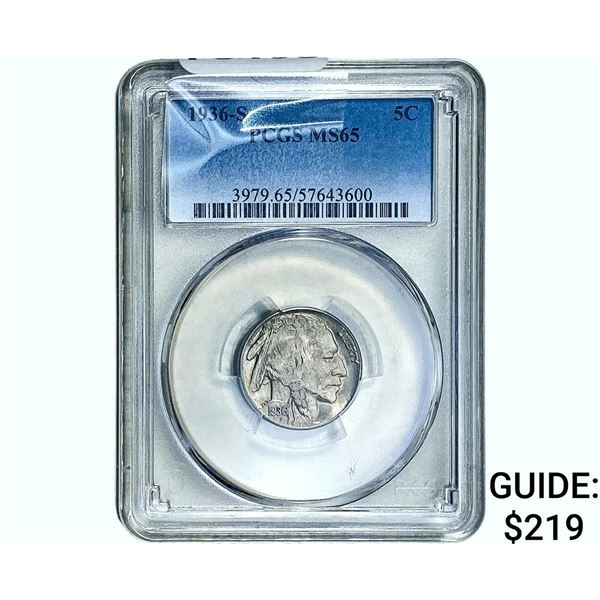 1936-S Buffalo Nickel PCGS MS65