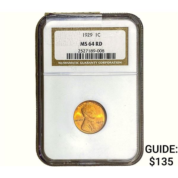 1929 Wheat Cent NGC MS64 RD