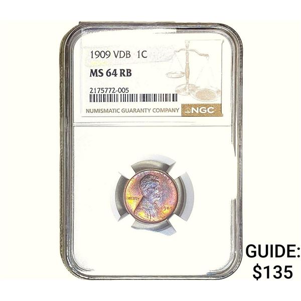 1909-VDB Wheat Cent NGC MS64 RB