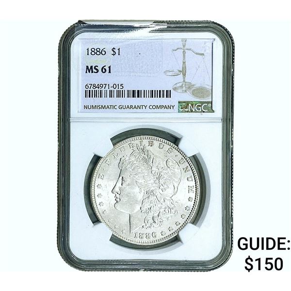 1886 Morgan Silver Dollar NGC MS61