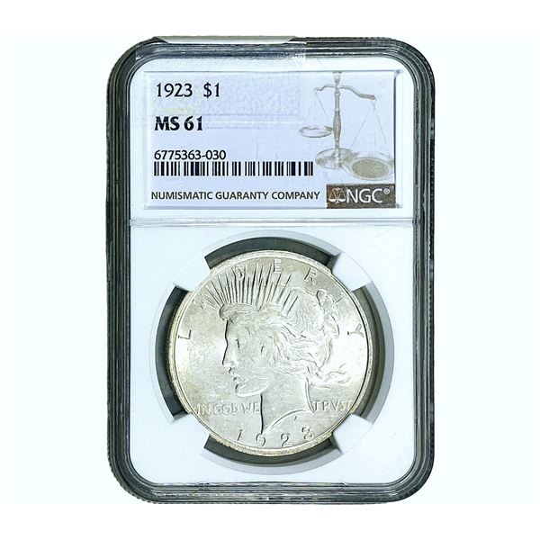 1923 Silver Peace Dollar NGC MS61