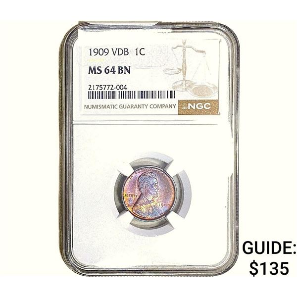 1909 Wheat Cent NGC MS64 BN