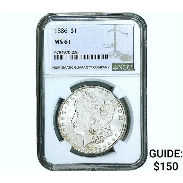 1886 Morgan Silver Dollar NGC MS61