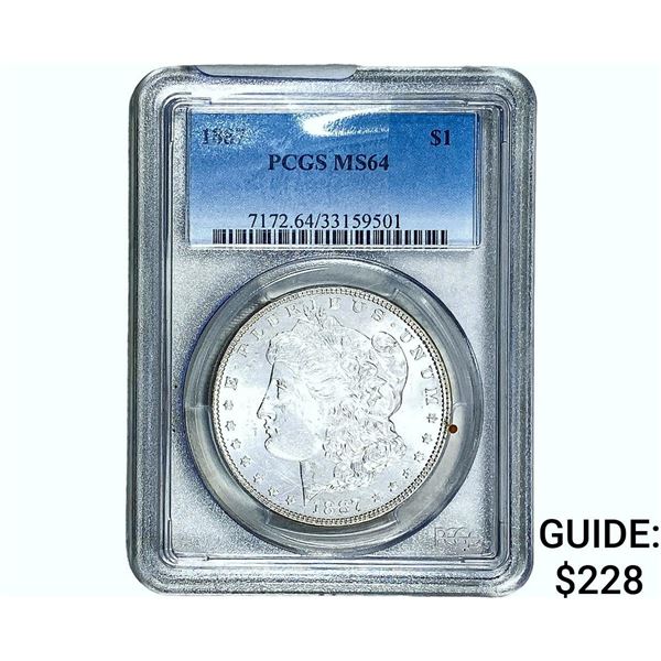 1887 Morgan Silver Dollar PCGS MS64