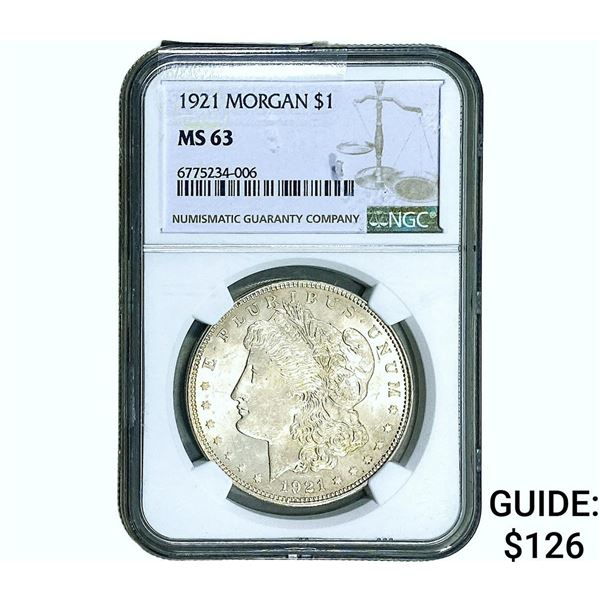 1921 Morgan Silver Dollar NGC MS63