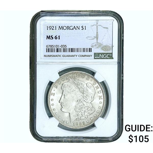 1921 Morgan Silver Dollar NGC MS61