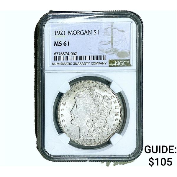 1921 Morgan Silver Dollar NGC MS61