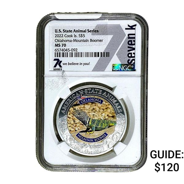 2022 $5 Silver Oklahoma-Mount Boomer NGC MS70