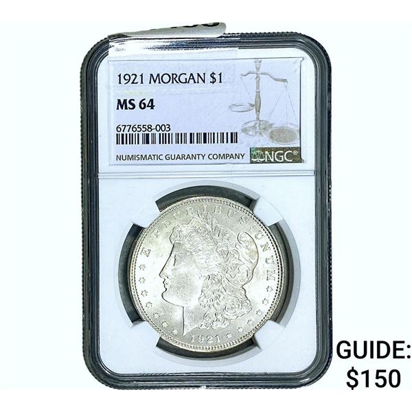 1921 Morgan Silver Dollar NGC MS64