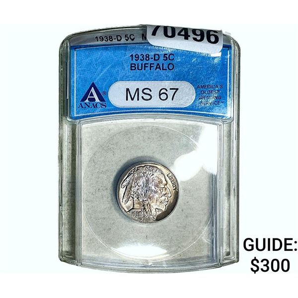 1938-D Buffalo Nickel ANACS MS67