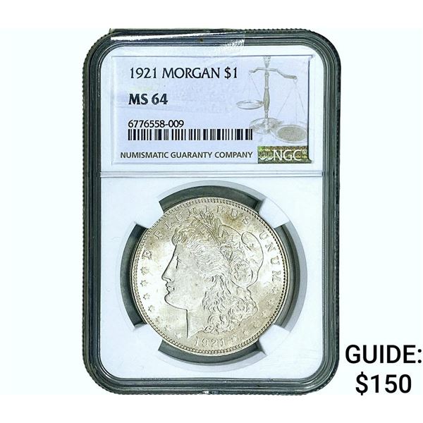 1921 Morgan Silver Dollar NGC MS64