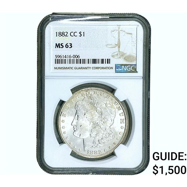 1882-CC Morgan Silver Dollar NGC MS63