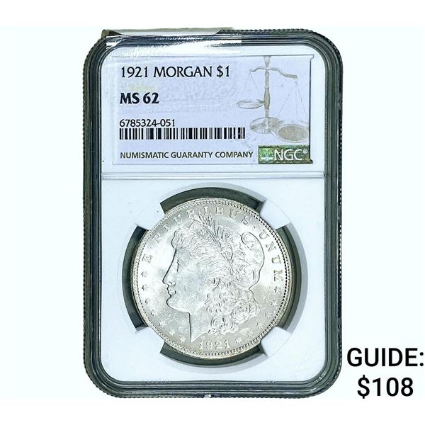 1921 Morgan Silver Dollar NGC MS62