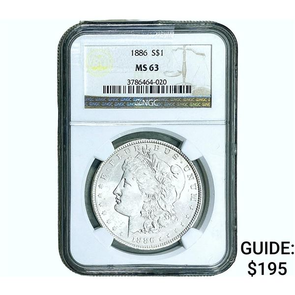 1886 Morgan Silver Dollar NGC MS63