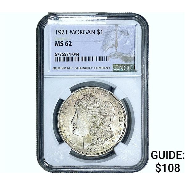 1921 Morgan Silver Dollar NGC MS62