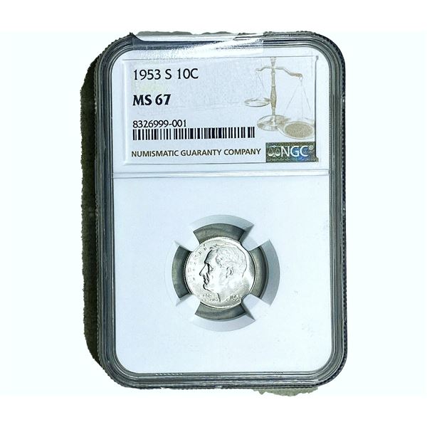 1953-S Roosevelt Dime NGC MS67