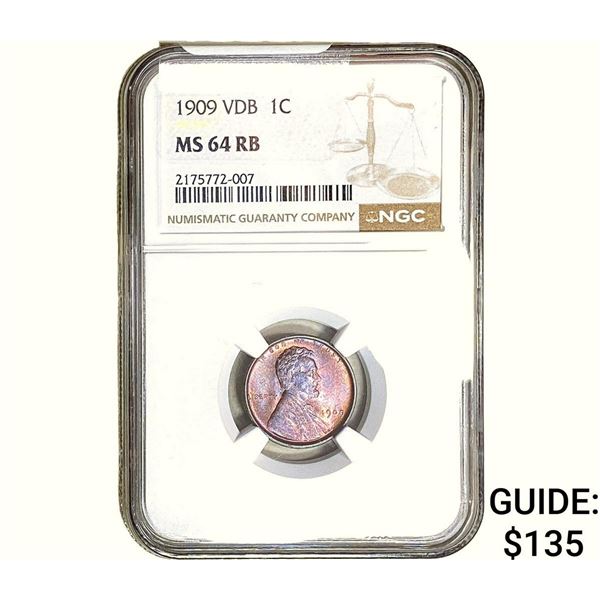 1909-VDB Wheat Cent NGC MS64 RB
