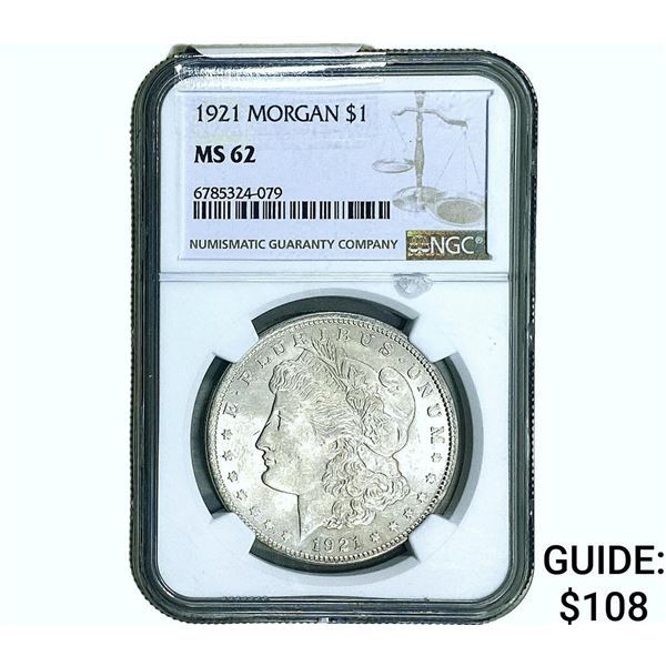 1921 Morgan Silver Dollar NGC MS62
