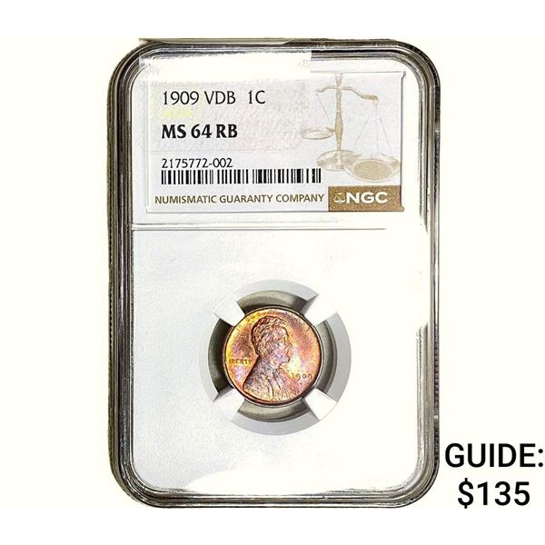 1909-VDB Wheat Cent NGC MS64 RB
