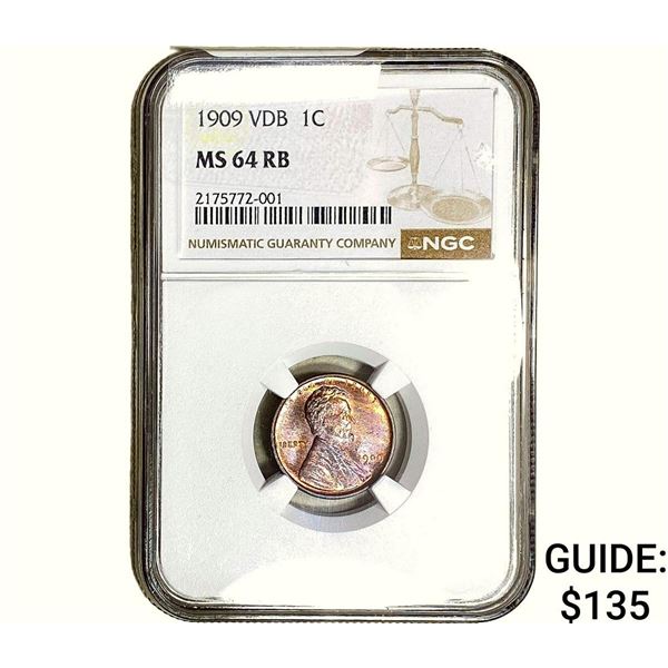 1909-VDB Wheat Cent NGC MS64 RB