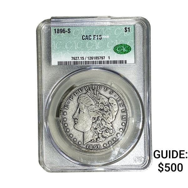 1896-S CAC Morgan Silver Dollar CAC F15