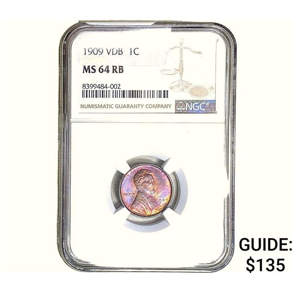 1909 VDB Wheat Cent NGC MS64 RB