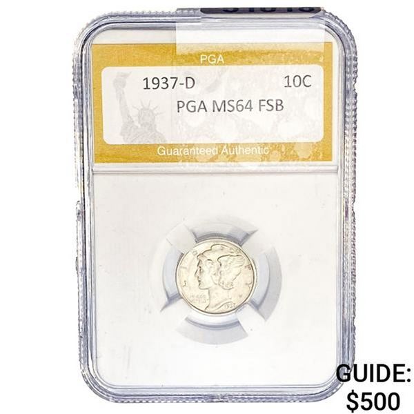 1937-D Mercury Silver Dime PGA MS64 FSB
