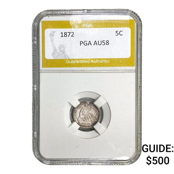 1872 Seated Liberty Half Dime PGA AU58