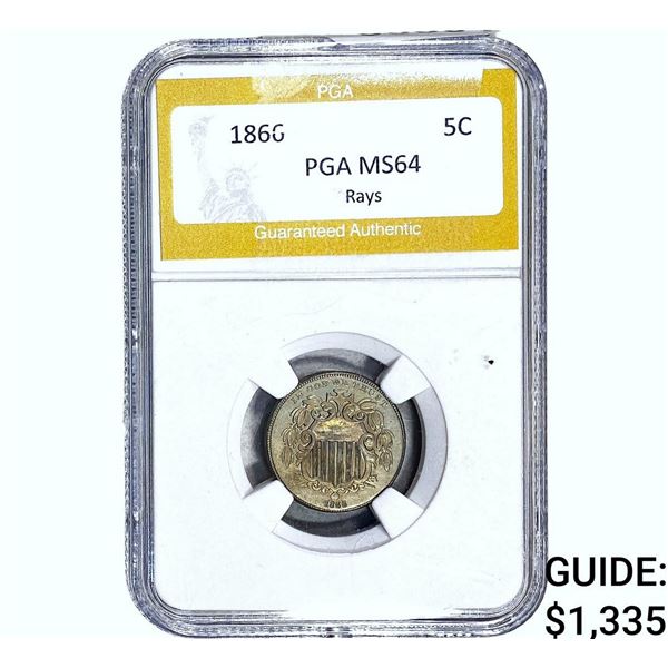 1866 Shield Nickel PGA MS64